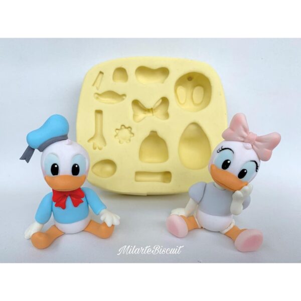 Molde de silicone pato donald e margarida
