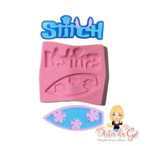 Molde Silicone Nome Stitch e Prancha de Surf / Lilo e Stitch